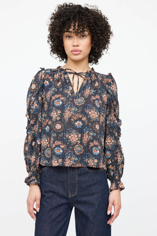 Ulla Johnson Floral Tie Top