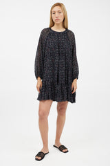 Ulla Johnson Navy & Multicolour Silk Floral Dress