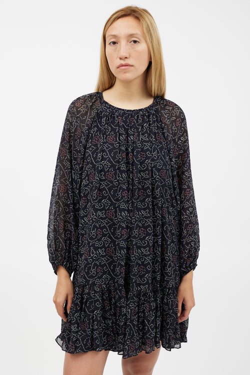 Ulla Johnson Navy & Multicolour Silk Floral Dress