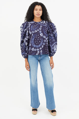Ulla Johnson Navy & White Tie Dye Top