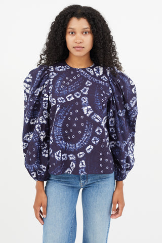 Ulla Johnson Navy & White Tie Dye Top
