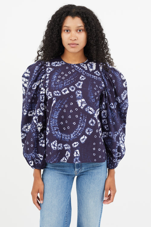 Ulla Johnson Navy & White Tie Dye Top