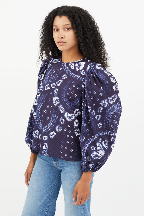 Ulla Johnson Navy & White Tie Dye Top