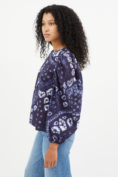 Ulla Johnson Navy & White Tie Dye Top