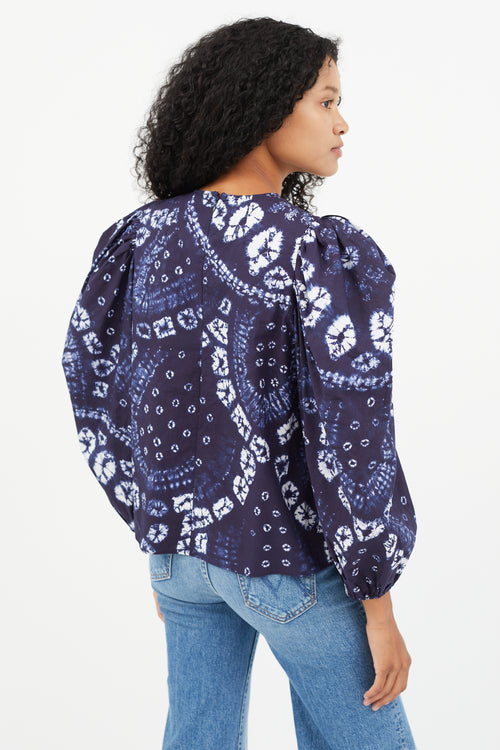 Ulla Johnson Navy & White Tie Dye Top