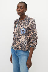 Ulla Johnson Orange & Black Floral Blouse