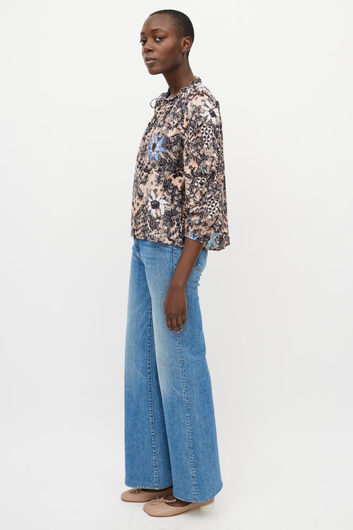 Ulla Johnson Orange & Black Floral Blouse