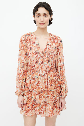 Ulla Johnson Orange & Multi Silk Floral Dress