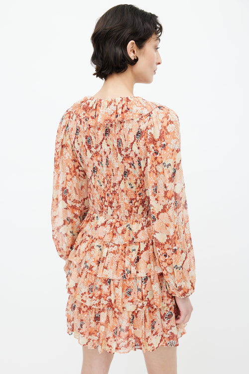 Ulla Johnson Orange & Multi Silk Floral Dress