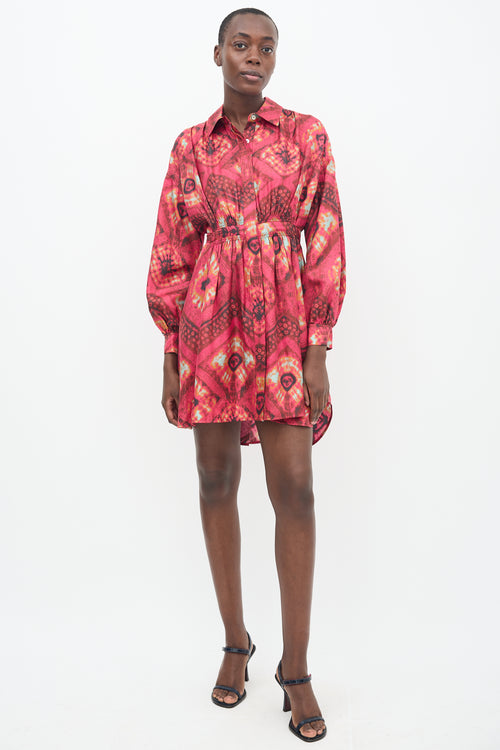 Ulla Johnson Pink & Multi Silk Tie Dye Jude Dress