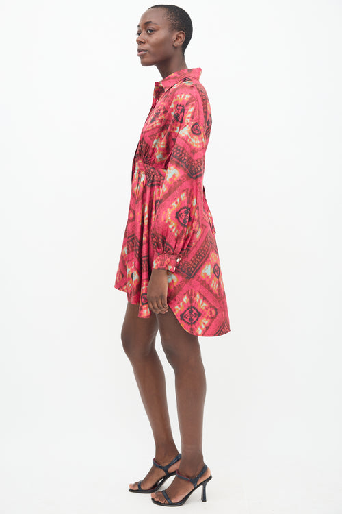 Ulla Johnson Pink & Multi Silk Tie Dye Jude Dress