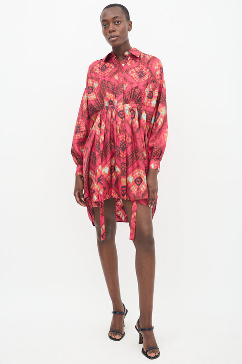 Ulla Johnson Pink & Multi Silk Tie Dye Jude Dress