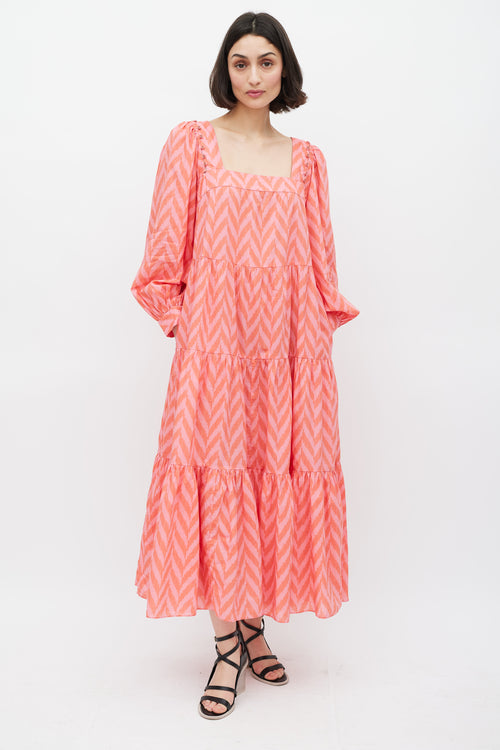 Ulla Johnson Pink & Red Chevron Two Way Dress