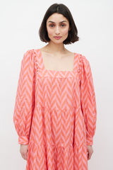 Ulla Johnson Pink & Red Chevron Two Way Dress