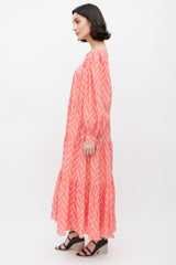 Ulla Johnson Pink & Red Chevron Two Way Dress