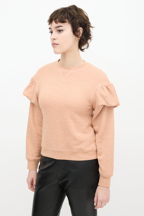 Ulla Johnson Pink Cotton Puff Sleeve Crewneck Sweater