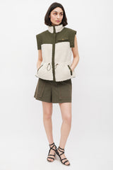 Ulla Johnson Pre Fall 2022 Green & Cream Nylon & Sherpa Vest