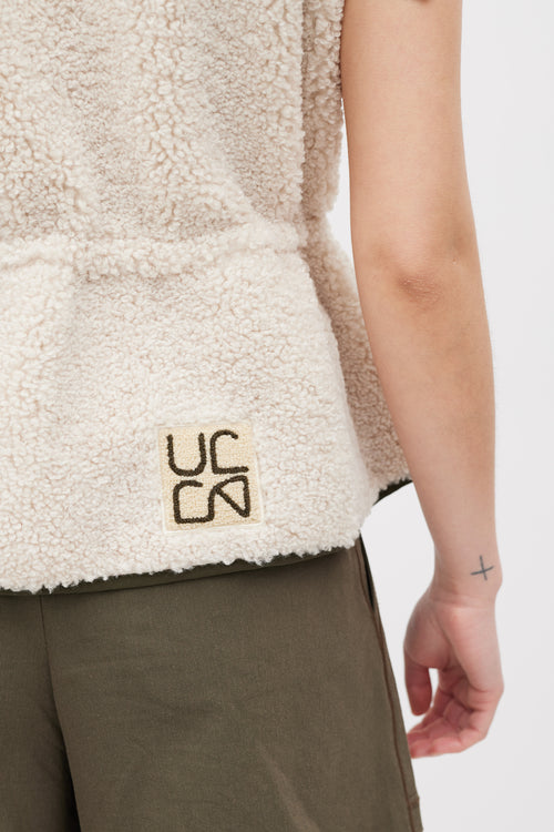 Ulla Johnson Pre Fall 2022 Green & Cream Nylon & Sherpa Vest