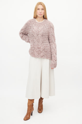 Ulla Johnson Purple Cableknit Wool Sweater