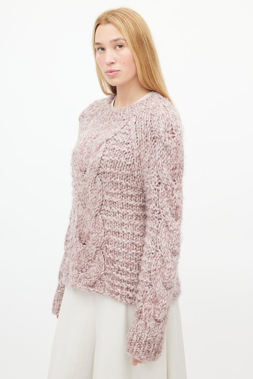 Ulla Johnson Purple Cableknit Wool Sweater