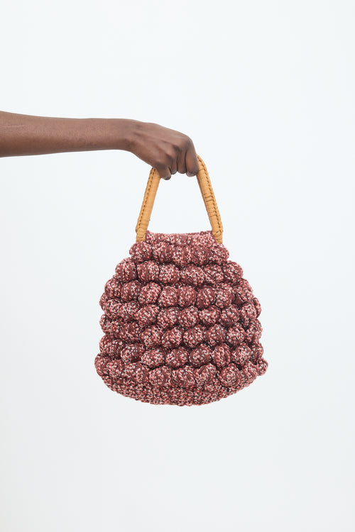 Ulla Johnson Burgundy & Multi Crochet & Leather Barranco Bag