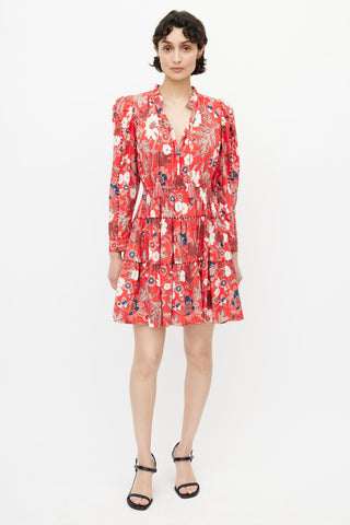 Ulla Johnson Red & Multi Floral Dress