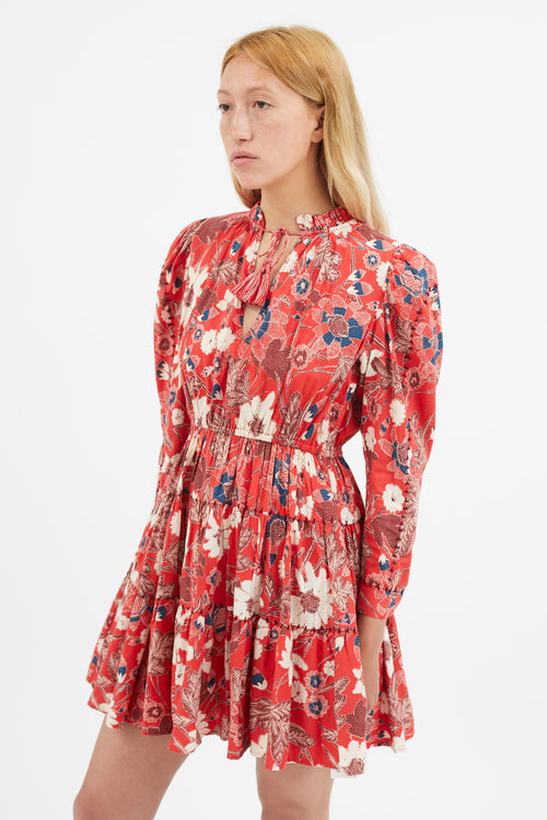 Ulla Johnson Red & Multi Floral Mini Dress