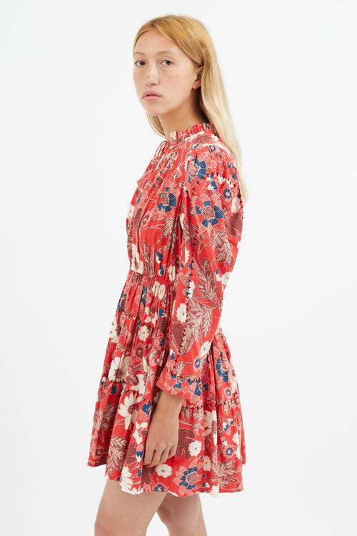 Ulla Johnson Red & Multi Floral Mini Dress