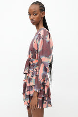 Ulla Johnson Red & Multicolour Tie Dye Ruffled Dress