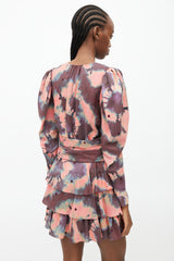 Ulla Johnson Red & Multicolour Tie Dye Ruffled Dress