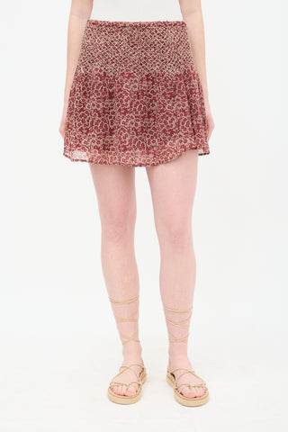 Ulla Johnson Silk Floral Smocked Skirt