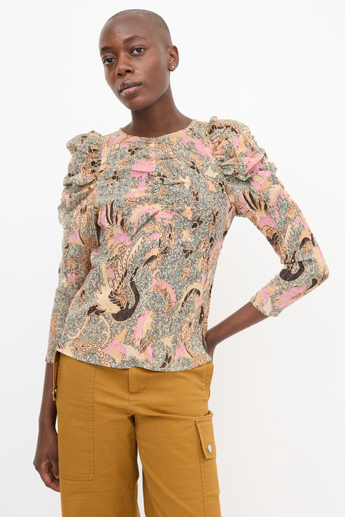 Ulla Johnson Silk Printed Posey Blouse