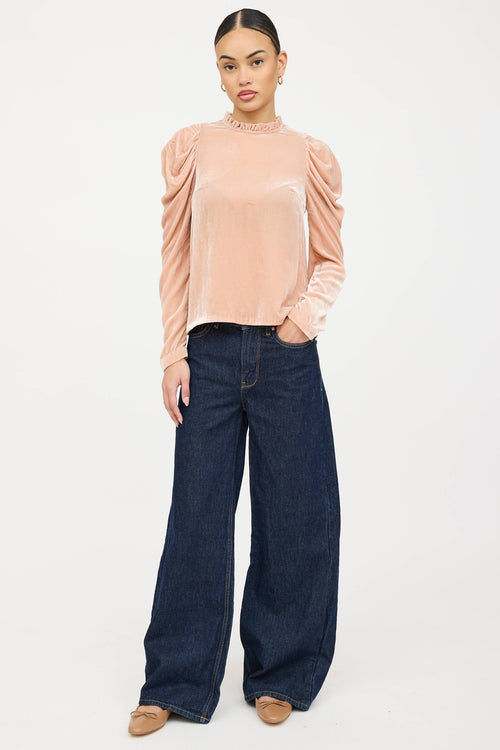 Ulla Johnson Velvet Ruffled Longsleeve Top