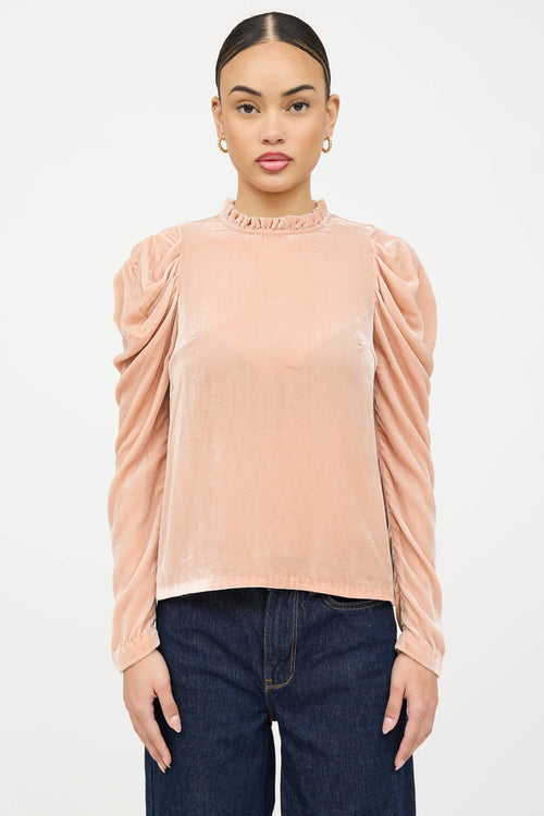 Ulla Johnson Velvet Ruffled Longsleeve Top