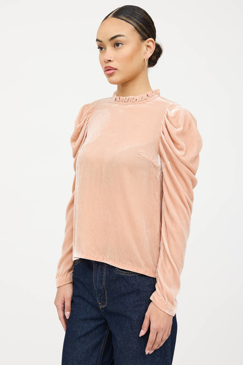 Ulla Johnson Velvet Ruffled Longsleeve Top