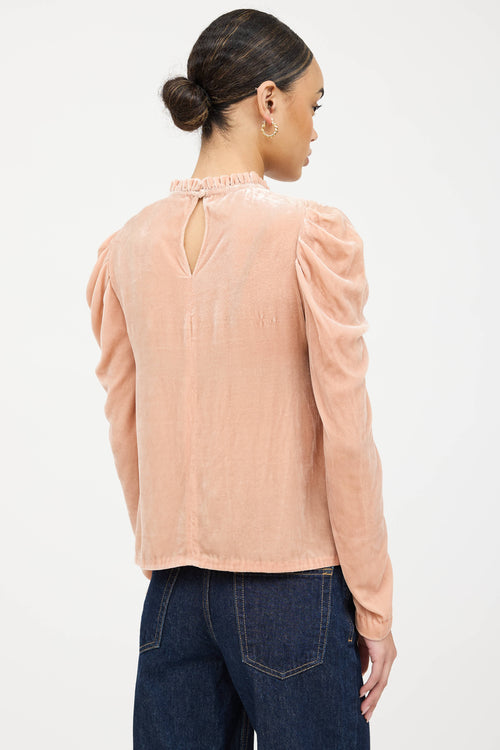Ulla Johnson Velvet Ruffled Longsleeve Top
