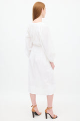 Ulla Johnson White Cotton Floral Embroidered Judithe Dress
