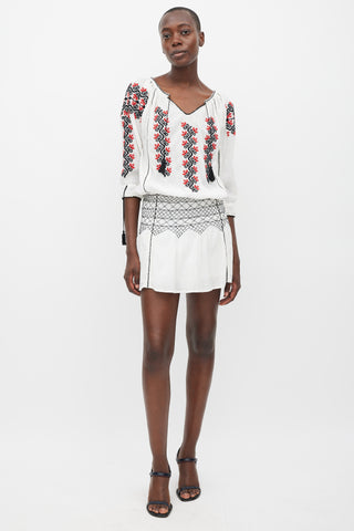 Ulla Johnson White & Multicolour Embroidered Samira Dress