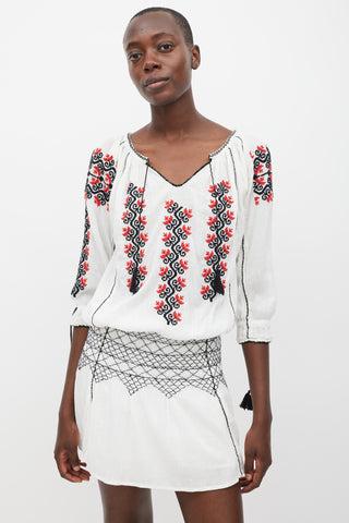 Ulla Johnson White & Multicolour Embroidered Samira Dress