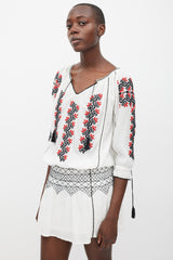 Ulla Johnson White & Multicolour Embroidered Samira Dress