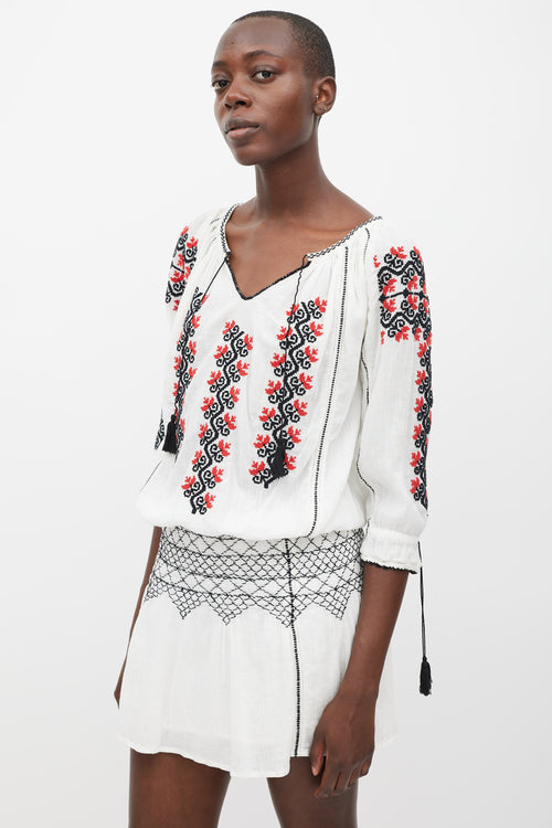 Ulla Johnson White & Multicolour Embroidered Samira Dress