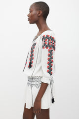 Ulla Johnson White & Multicolour Embroidered Samira Dress