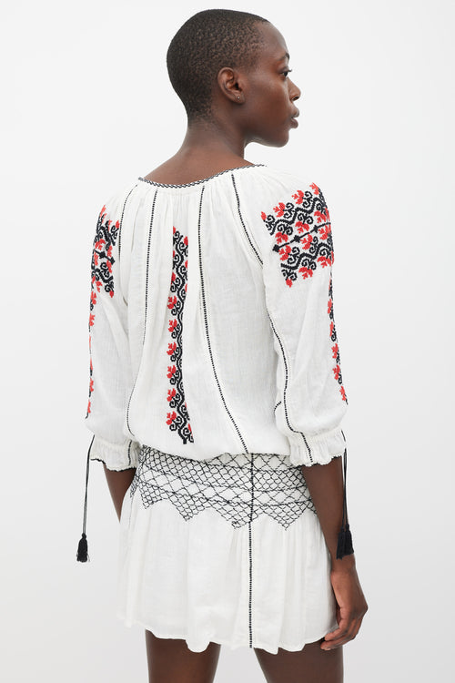 Ulla Johnson White & Multicolour Embroidered Samira Dress