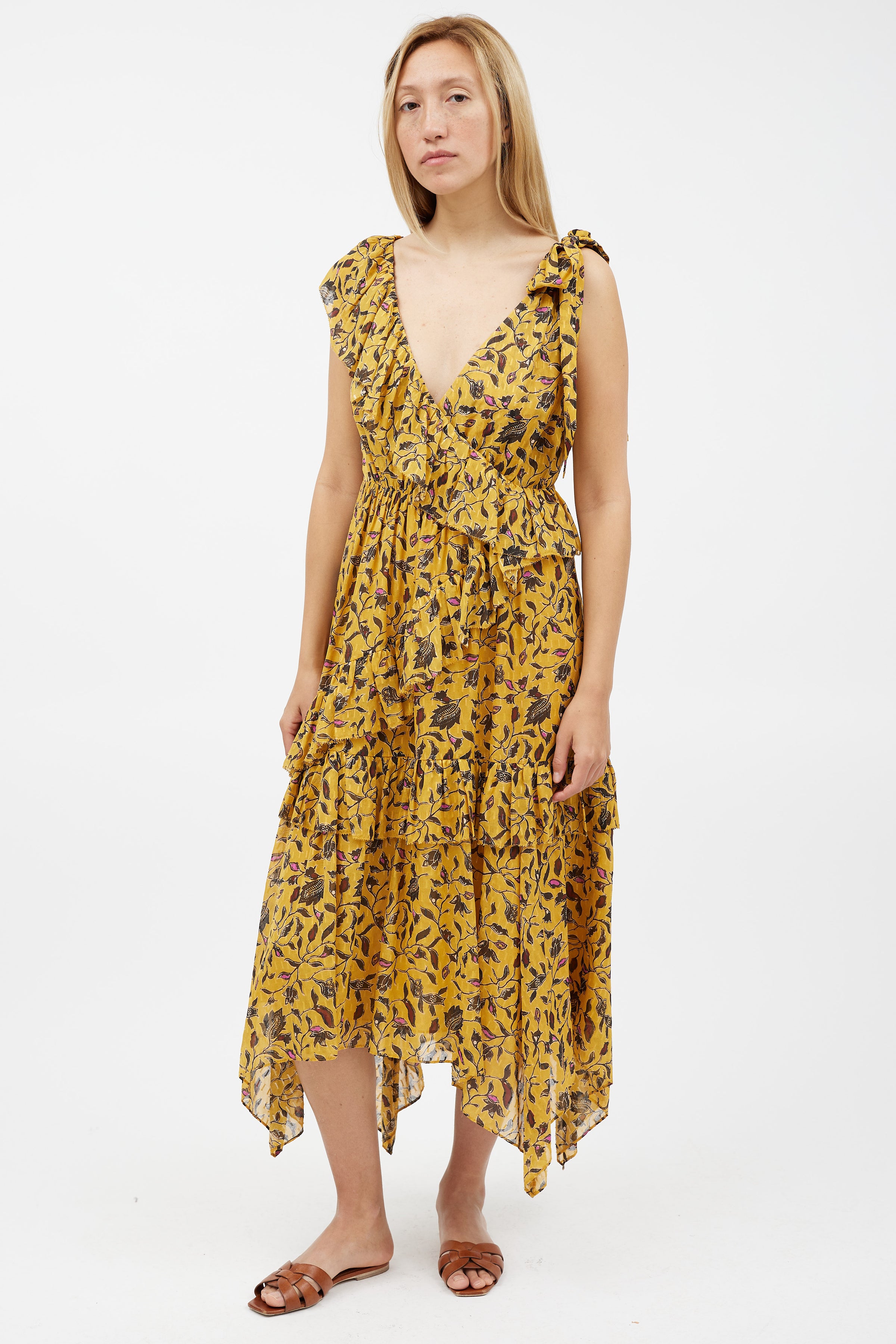 Ulla Johnson // Yellow & Black Floral Ruffled Dress – VSP Consignment Ulla Johnson // Yellow & Black Floral Ruffled Dress – VSP Consignment