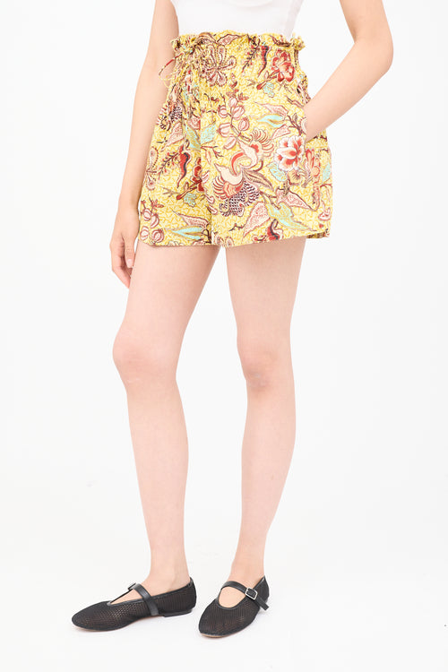 Ulla Johnson Yellow Multi Colour Top & Shorts Set