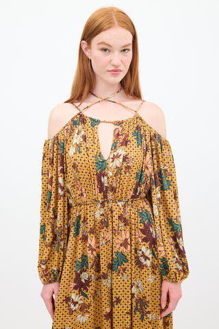 Ulla Johnson Yellow & Multicolour Floral Noemi Midi Dress