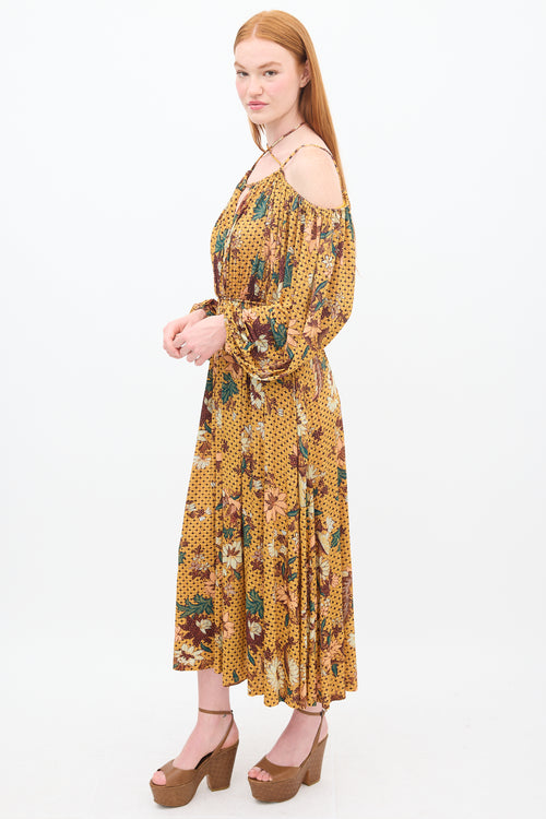 Ulla Johnson Yellow & Multicolour Floral Noemi Midi Dress