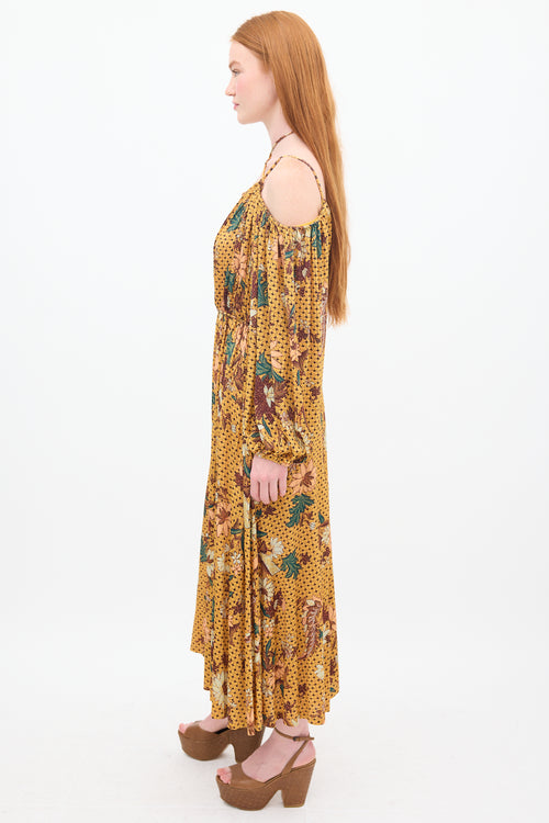 Ulla Johnson Yellow & Multicolour Floral Noemi Midi Dress