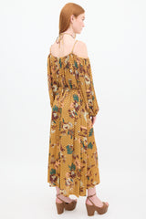 Ulla Johnson Yellow & Multicolour Floral Noemi Midi Dress