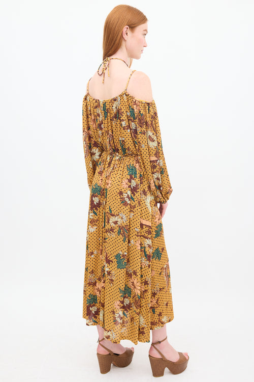 Ulla Johnson Yellow & Multicolour Floral Noemi Midi Dress